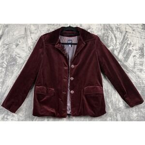 Vintage GAP Blazer Women M Velvet Burgandy/Maroon‎ Classic Y2K Evening Office